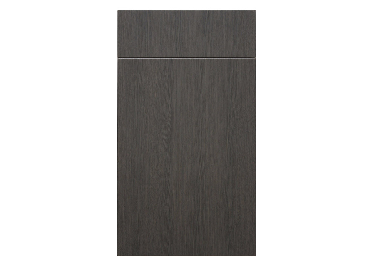 Contemporary Kitchen and Bath Oak Melinga Grey Flat Panel Cabinet
