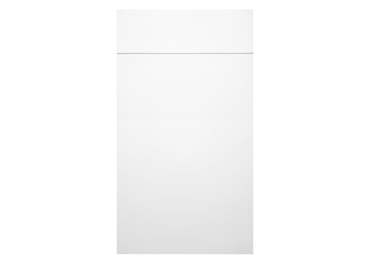 Contemporary Kitchen and Bath White Satin Flat Panel Cabinet