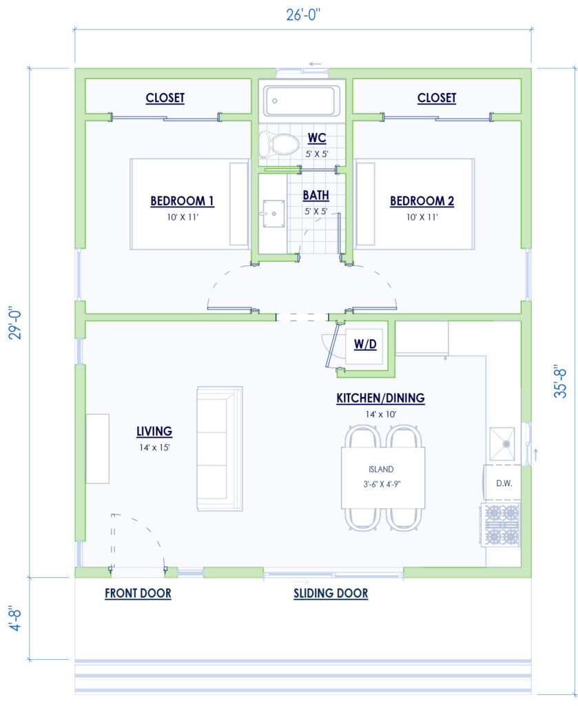 OneStop ADU | 2 Bedroom ADU Plans in San Diego