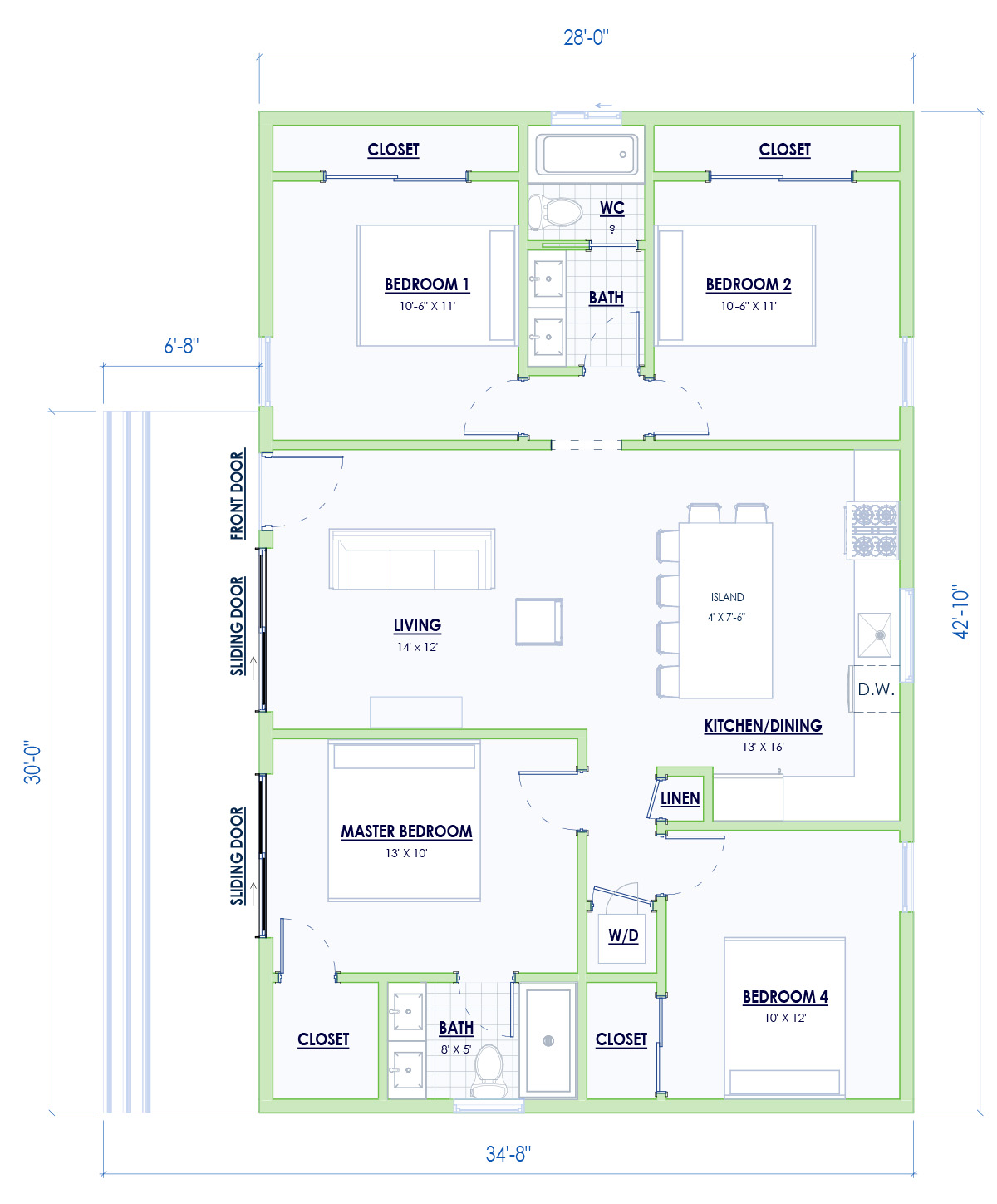 OneStop ADU 4 Bedroom Floorplan